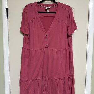 Pink Button-Front Dress